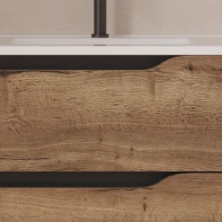 Meuble sous vasque seul, 2 tiroirs et 1 porte, 80cm, vasque déportée droite - tabaco (bois foncé) - ZARZA