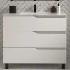 Meuble sous vasque seul, 3 tiroirs, 80cm, simple vasque - blanc mat - MATA