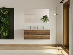 Meuble sous vasque seul, 2 tiroirs, 120cm, double vasque - tabaco (chêne foncé) - LUNA