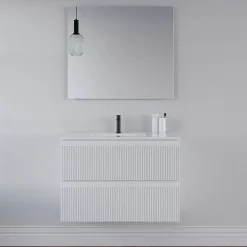 Meuble sous vasque seul, 2 tiroirs, 80cm, simple vasque - blanc mat - RIBERA