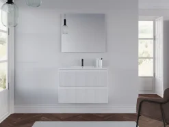 Meuble sous vasque seul, 2 tiroirs, 80cm, simple vasque - blanc mat - RIBERA
