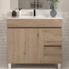Meuble sous vasque seul, 2 tiroirs et 2 portes, 80cm, simple vasque - cambrian (chêne clair) - HARO