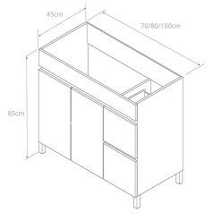 Meuble sous vasque seul, 2 tiroirs et 2 portes, 80cm, simple vasque - cambrian (chêne clair) - HARO