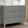 Meuble sous vasque seul, 3 tiroirs, 80cm, simple vasque - ciment (gris) - TIRIS