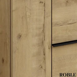 Meuble sous vasque seul, 2 tiroirs et 1 porte, 80cm, vasque déportée à gauche, roble (chêne clair) - KING