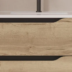Meuble sous vasque seul, 2 tiroirs et 1 porte, 80cm, vasque déportée droite - madera miel (bois clair) - ZARZA