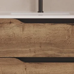 Meuble sous vasque seul, 2 tiroirs et 1 porte, 80cm, vasque déportée gauche - tabaco (bois foncé) - ZARZA