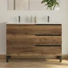 Meuble sous vasque seul, 3 tiroirs, 120cm, double vasque - tabaco (chêne foncé) - MATA