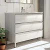 Meuble sous vasque seul, 3 tiroirs, 100cm, simple vasque - hibernian (bois blanchi) - PALMA