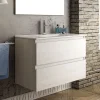 Meuble sous vasque seul, 2 tiroirs, 100cm, simple vasque - hibernian (bois blanchi) - BALEA