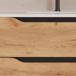 Meuble sous vasque seul, 2 tiroirs et 1 porte, 120cm, vasque déportée gauche - roble (bois clair) - ZARZA