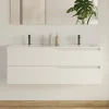Meuble sous vasque seul, 2 tiroirs, 120cm, double vasque - blanc mat - LUNA