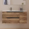 Meuble sous vasque seul, 2 tiroirs et 1 porte, 100cm, vasque déportée gauche - tabaco (bois foncé) - ZARZA