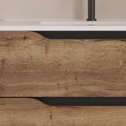 Meuble sous vasque seul, 2 tiroirs et 1 porte, 100cm, vasque déportée gauche - tabaco (bois foncé) - ZARZA