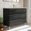 Meuble sous vasque seul, 3 tiroirs, 100cm, simple vasque - ebony (bois noir) - PALMA