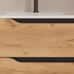 Meuble sous vasque seul, 2 tiroirs et 1 porte, 80cm, vasque déportée gauche - roble (bois clair) - ZARZA