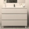 Meuble sous vasque seul, 3 tiroirs, 100cm, simple vasque - blanc brillant - MAYOR