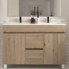 Meuble sous vasque seul, 2 tiroirs et 4 portes, 120cm, simple vasque - cambrian (chêne clair) - HARO