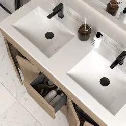 Meuble sous vasque seul, 2 tiroirs et 4 portes, 120cm, simple vasque - cambrian (chêne clair) - HARO