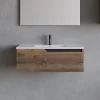 Meuble sous vasque seul, 1 tiroir, 80cm, simple vasque - tabaco (chêne foncé) - CADIX