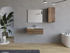 Meuble sous vasque seul, 1 tiroir, 80cm, simple vasque - tabaco (chêne foncé) - CADIX