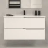 Meuble sous vasque seul, 2 tiroirs, 90cm, simple vasque - blanc mat - LUNA