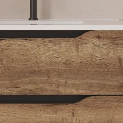 Meuble sous vasque seul, 2 tiroirs et 1 porte, 100cm, vasque déportée droite - tabaco (bois foncé) - ZARZA