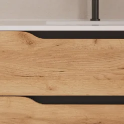 Meuble sous vasque seul, 2 tiroirs et 1 porte, 80cm, vasque centrée - roble (bois clair) - ZARZA