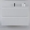 Meuble sous vasque seul, 2 tiroirs, 60cm, simple vasque - blanc mat - RIBERA
