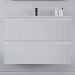 Meuble sous vasque seul, 2 tiroirs, 60cm, simple vasque - blanc mat - RIBERA