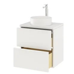 Meuble sous vasque suspendu blanc mat l.60 x H.60 x P.45 cm, GoodHome Imandra