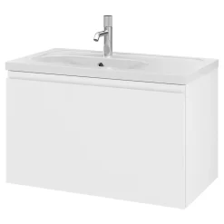 Meuble sous vasque suspendu blanc mat 2 tiroirs l.80 x H.48 x P.45 cm Levanna