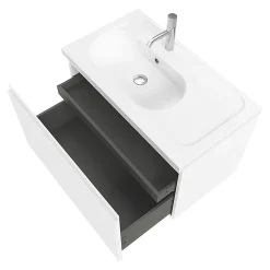 Meuble sous vasque suspendu blanc mat 2 tiroirs l.80 x H.48 x P.45 cm Levanna