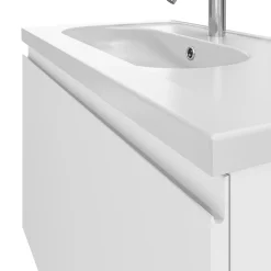 Meuble sous vasque suspendu blanc mat 2 tiroirs l.80 x H.48 x P.45 cm Levanna