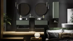 Meuble sous vasque suspendu LOV avec porte-serviettes vert et noir 60 cm