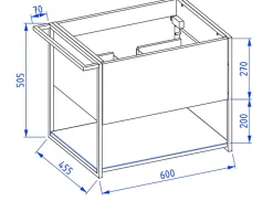 Meuble sous vasque suspendu LOV avec porte-serviettes vert et noir 60 cm