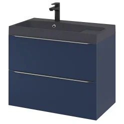 Meuble sous vasque suspendu bleu nuit mat l.80 x H.60 x P.45 cm, GoodHome Imandra