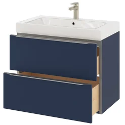 Meuble sous vasque suspendu bleu nuit mat l.80 x H.60 x P.45 cm, GoodHome Imandra