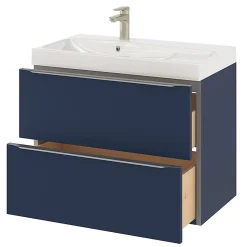 Meuble sous vasque suspendu bleu nuit mat l.80 x H.60 x P.45 cm, GoodHome Imandra
