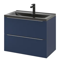 Meuble sous vasque suspendu bleu nuit mat l.80 x H.60 x P.45 cm, GoodHome Imandra