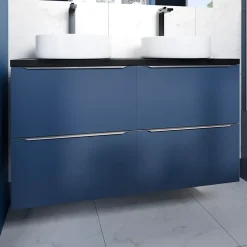 Meuble sous vasque suspendu bleu nuit mat l.120 x H.60 x P.45 cm, GoodHome Imandra