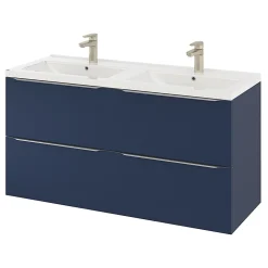 Meuble sous vasque suspendu bleu nuit mat l.120 x H.60 x P.45 cm, GoodHome Imandra