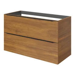 Meuble sous vasque suspendu effet noyer l.100 x H.60 x P.45 cm, GoodHome Imandra