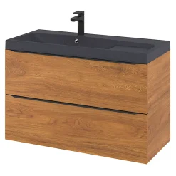 Meuble sous vasque suspendu effet noyer l.100 x H.60 x P.45 cm, GoodHome Imandra