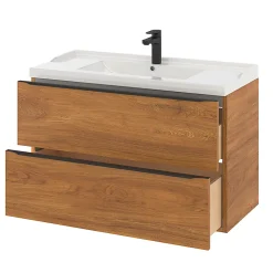 Meuble sous vasque suspendu effet noyer l.100 x H.60 x P.45 cm, GoodHome Imandra