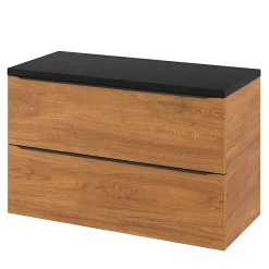 Meuble sous vasque suspendu effet noyer l.100 x H.60 x P.45 cm, GoodHome Imandra