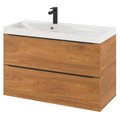 Meuble sous vasque suspendu effet noyer l.100 x H.60 x P.45 cm, GoodHome Imandra