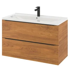 Meuble sous vasque suspendu effet noyer l.100 x H.60 x P.45 cm, GoodHome Imandra