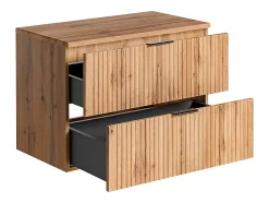 Meuble sous vasque suspendu strié avec planche - Naturel clair - L80 cm - ZEVARA
