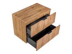 Meuble sous vasque suspendu strié avec planche - Naturel clair - L80 cm - ZEVARA